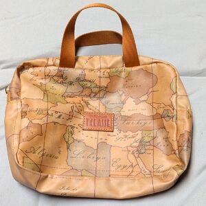 Alviero Martini Tan Map Cosmetic Bag